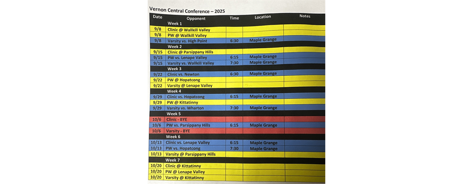 Central Conference Game Schedule