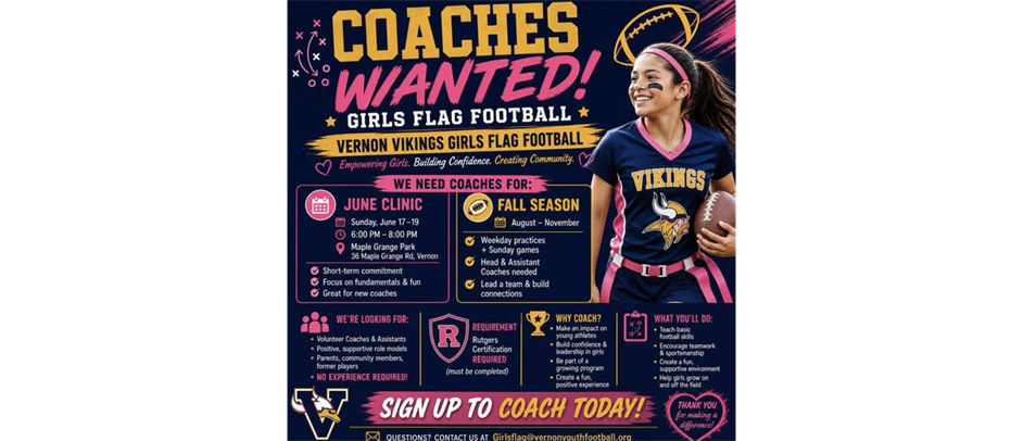 Girls Flag Football Coaches Needed! 