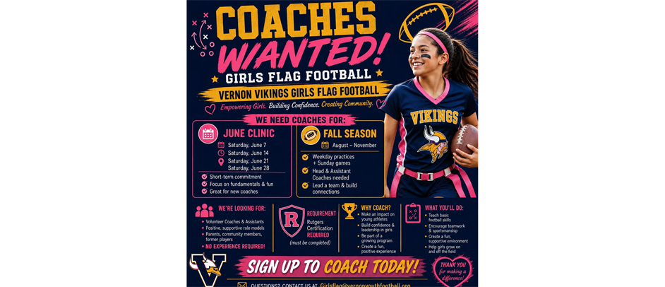 Girls Flag Football Coaches Needed! 